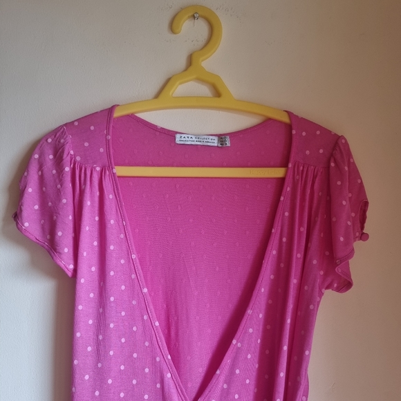 Zara Pink polka dots Mini Wrap Dress. - Picture 11 of 12